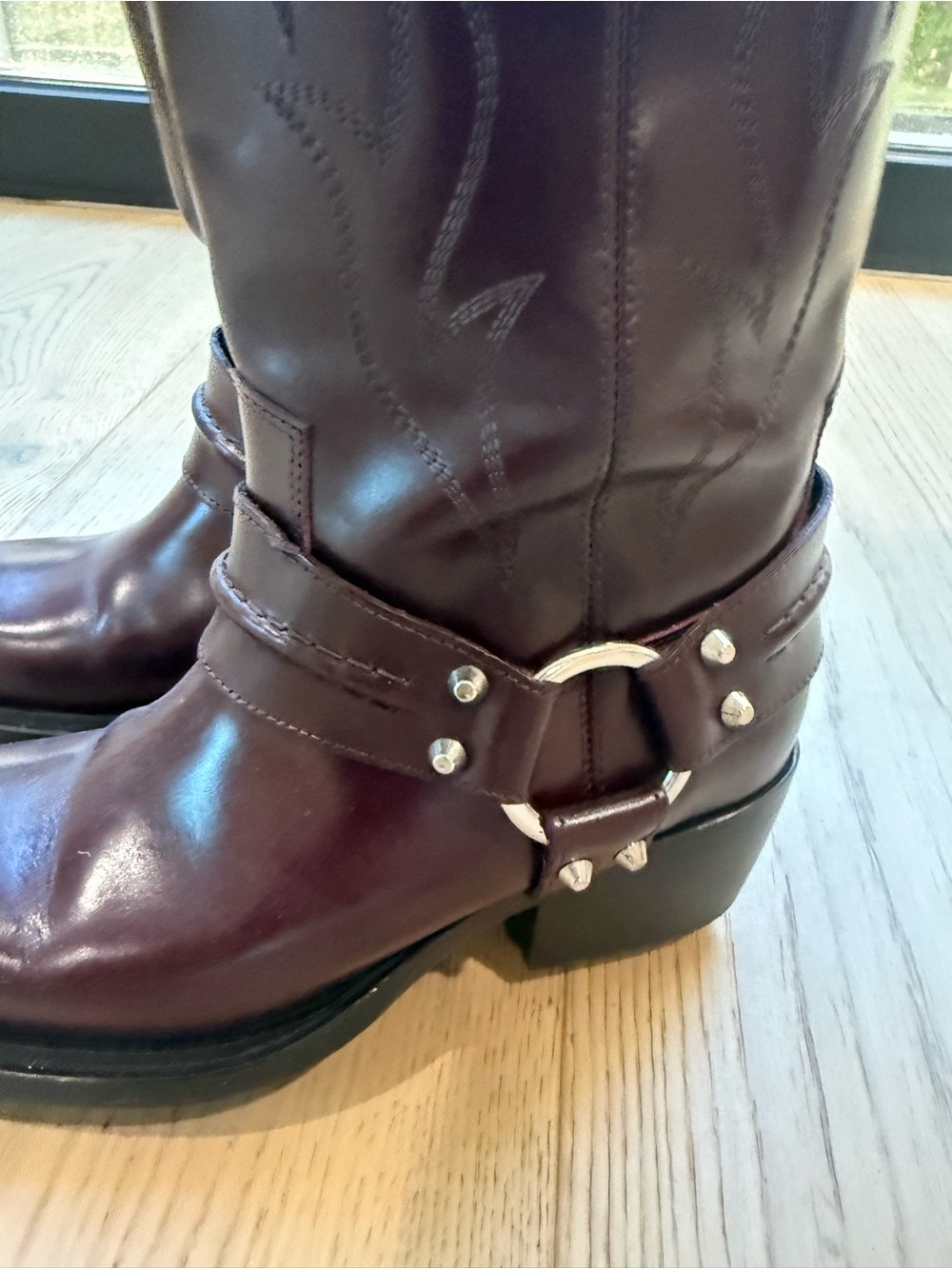 Sandro Brown Leather Combat Moto Boots - Picture 3 of 6